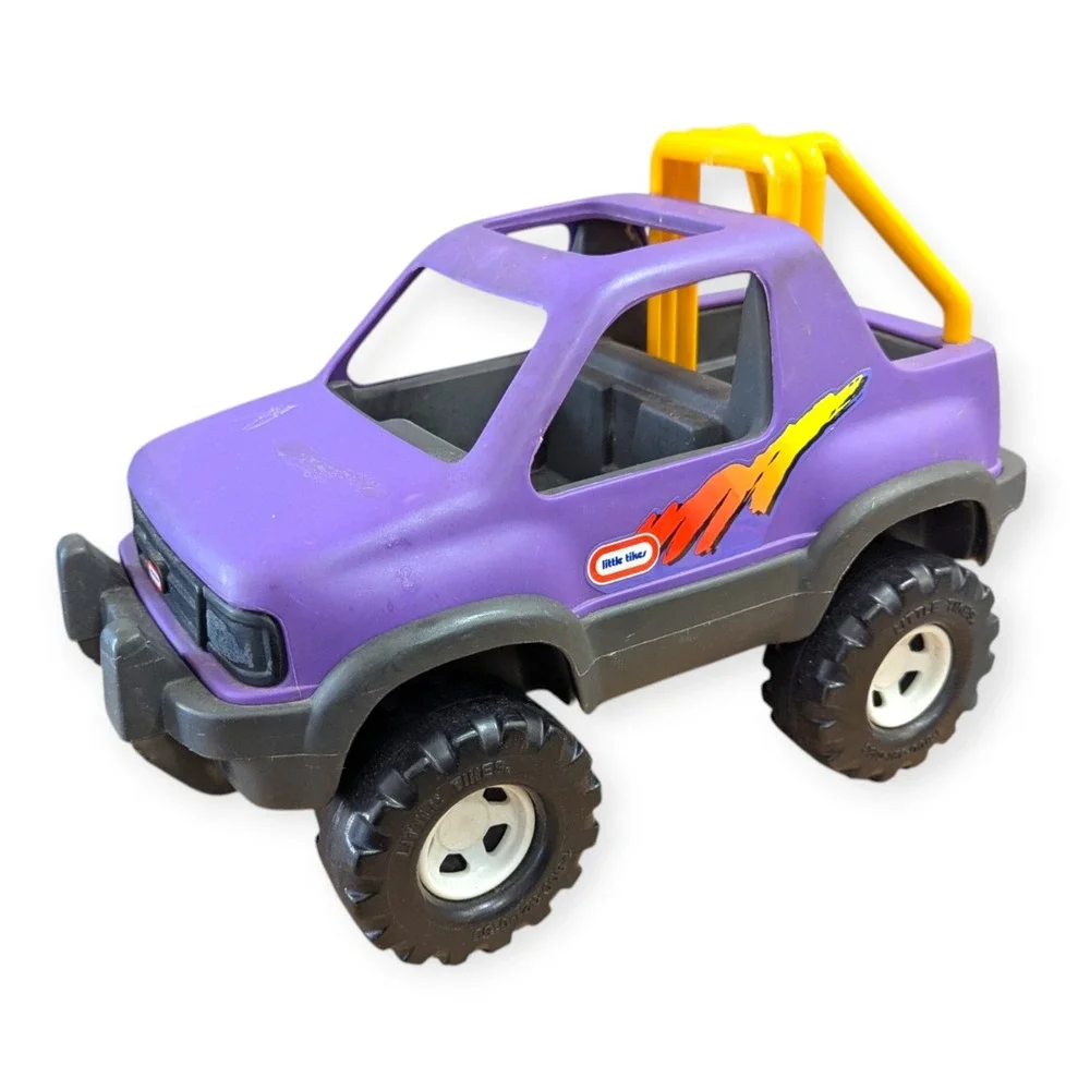 Vintage Little Tikes Purple Monster Truck Off-Road Toy Vehicle Yellow Roll Bar